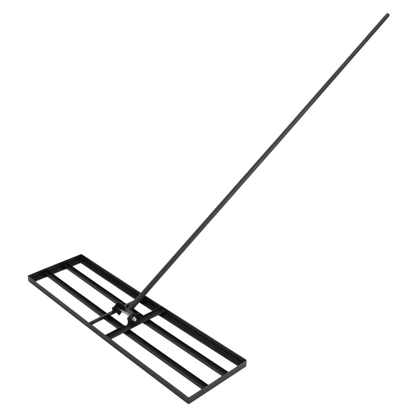 Steel lawn leveler rake with adjustable-angle head and 5.7ft handle for yard work