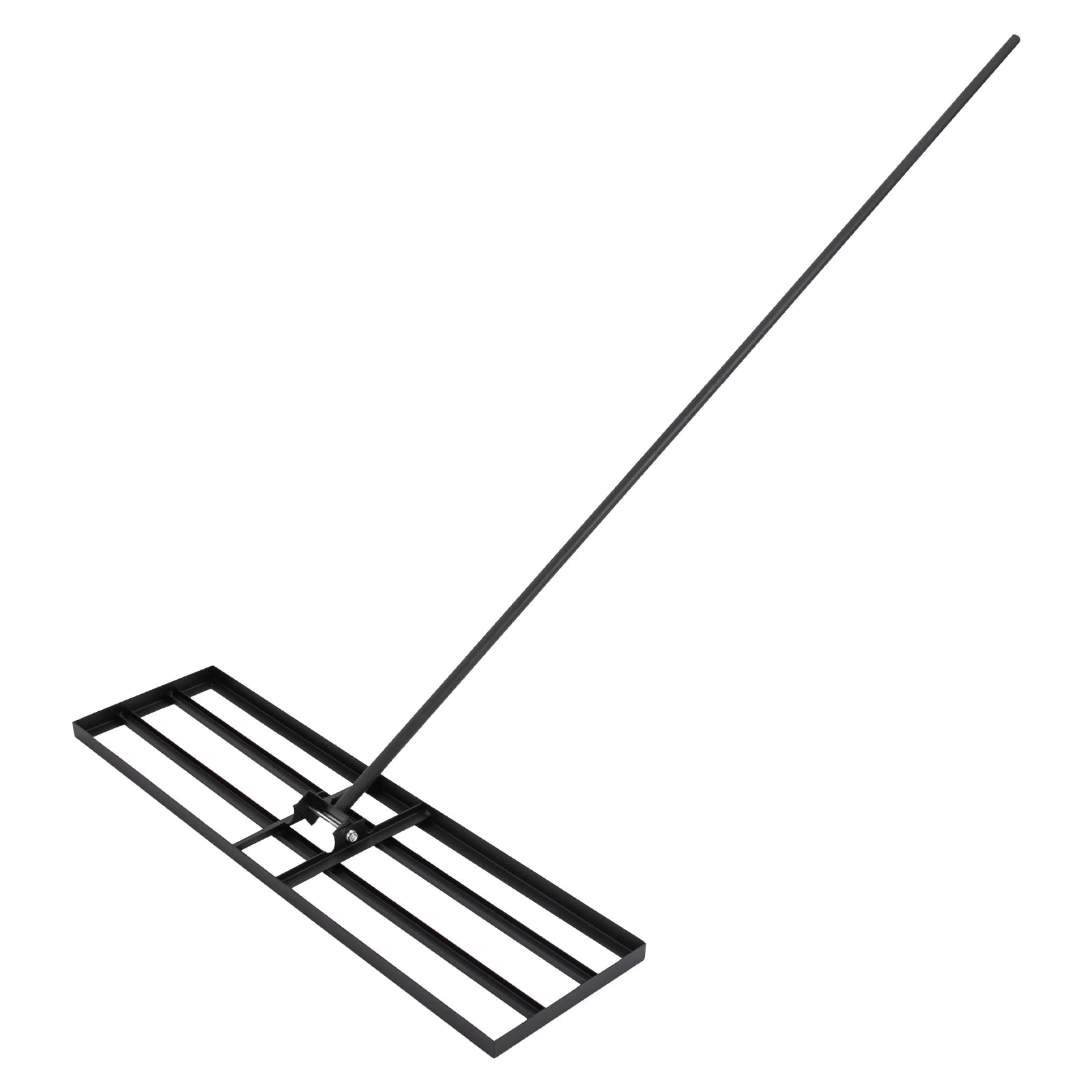 Steel lawn leveler rake with adjustable-angle head and 5.7ft handle for yard work