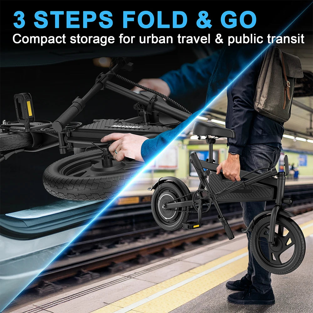 AOVOPRO Foldable Electric Bike EB60 350W 48V Battery