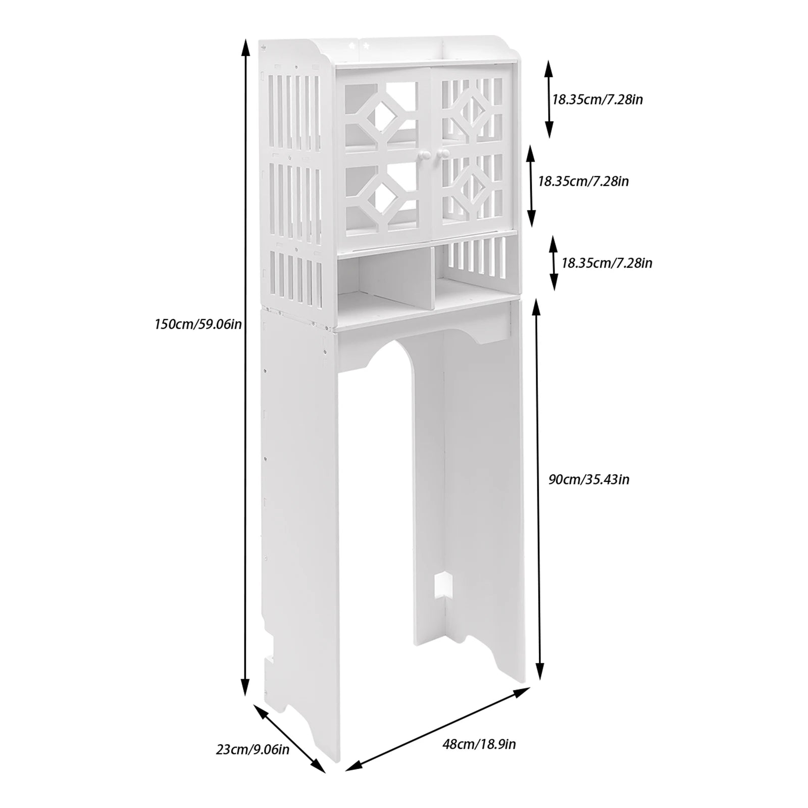 Bathroom Floor Cabinet 4 Tier Over The Toilet Storage Cabinet Bathroom Organizer 48x23x150cm by S And B Enterprise