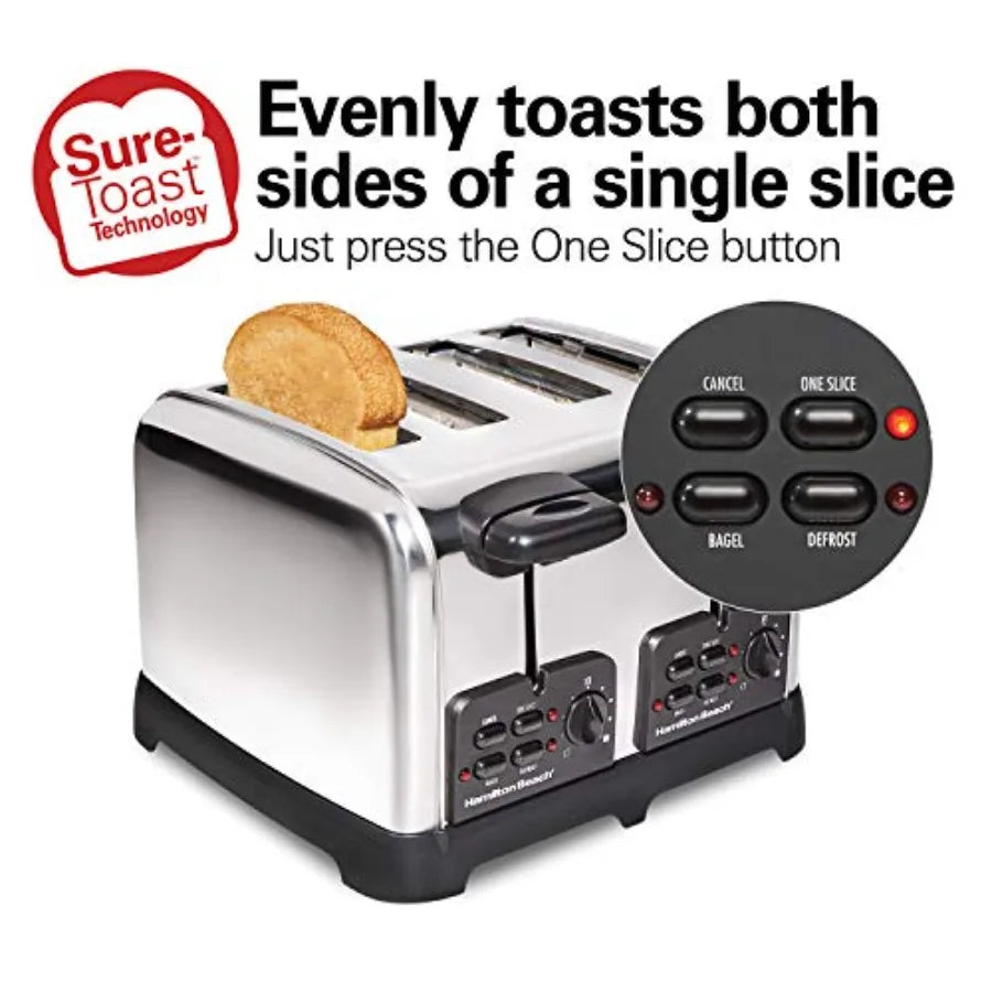 Yao Hui Huang Retro Toaster With Wide Slots Bagel Defrost