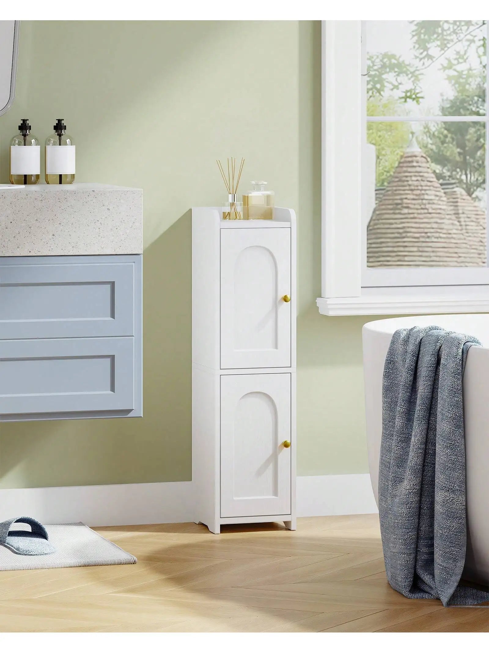 Corner Floor Bathroom Cabinet With Adjustable Shelf by S And B Enterprise