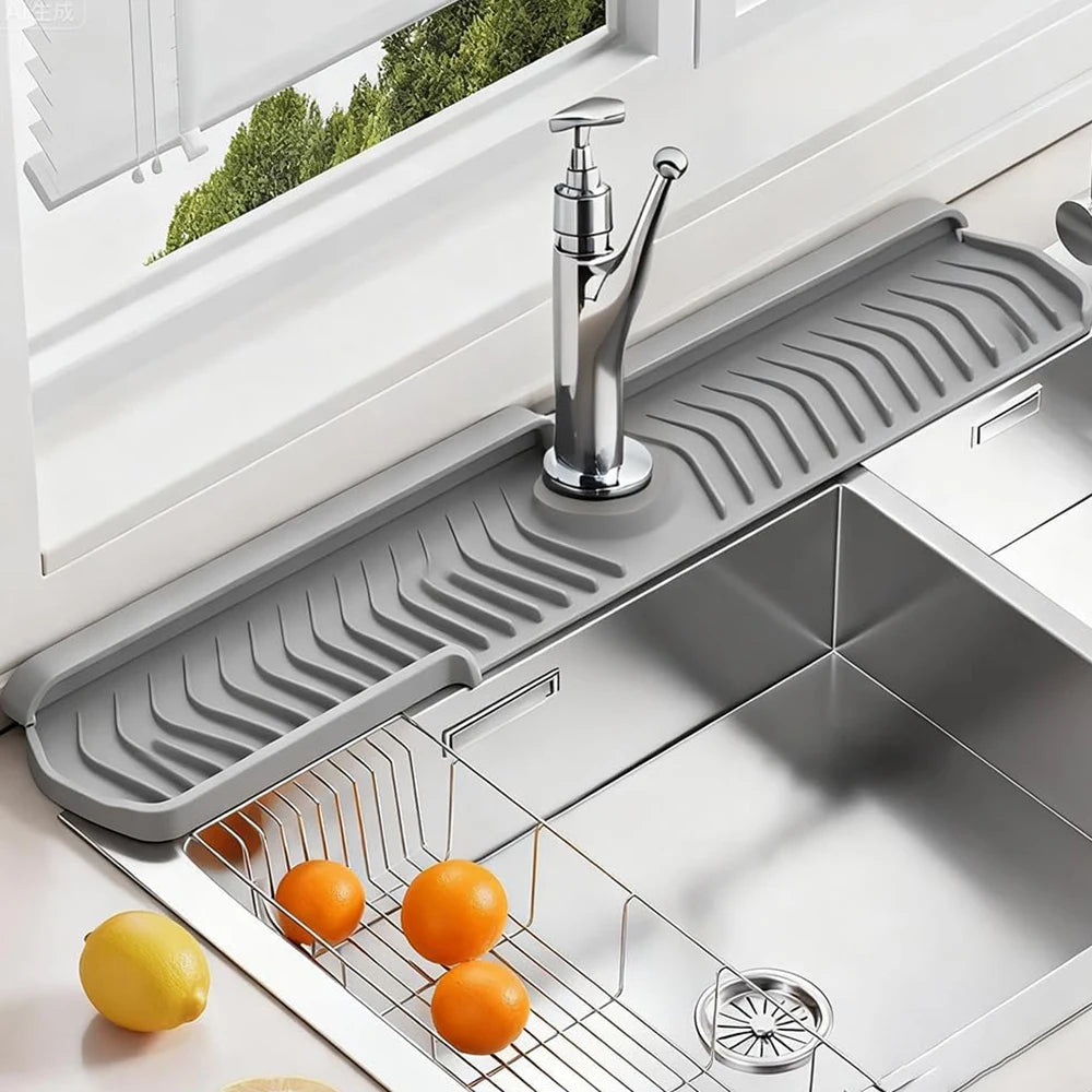 76cm Kitchen Sink Faucet Mat Foldable Faucet Mat Sink 30in Silicone Faucet Guard & Draining Pad Countertops Dry Splash Guard