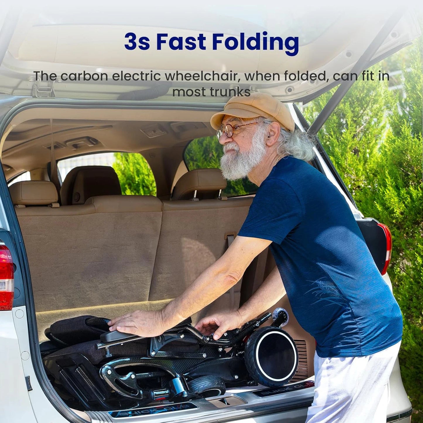 MAIDESITE Electric Wheelchair Carbon Fiber Foldable Lightweight