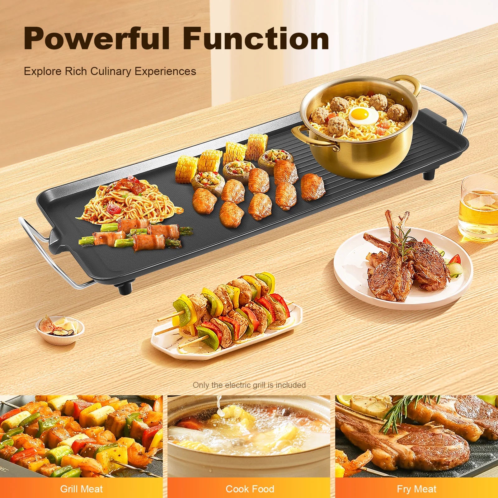Electric Griddle Grill 1500W Nonstick Aluminum Indoor Outdoor by S And B Enterprise