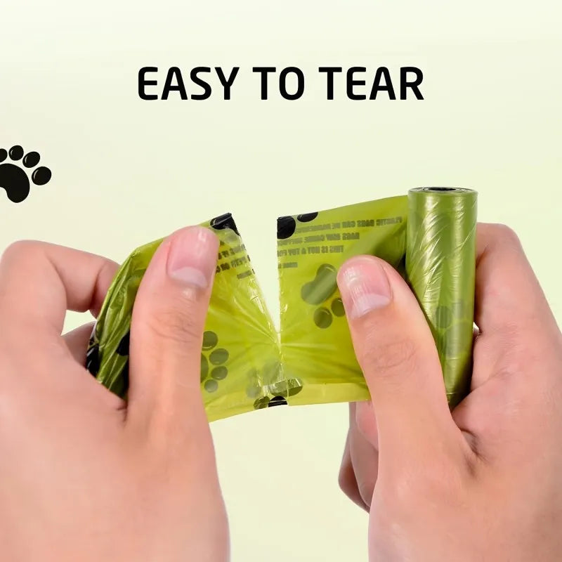 Dog poop bags 10-pack, extra-thick and leak-proof, 22x30cm, lime green paw-print design by S And B Enterprise