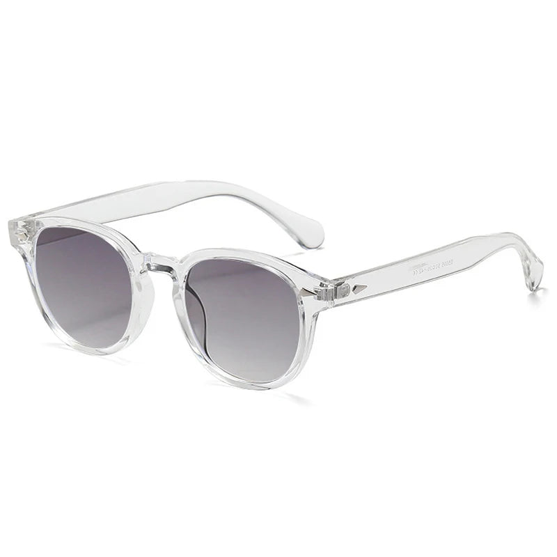 Retro Round Sunglasses Rivet Design UV400 Leopard Print