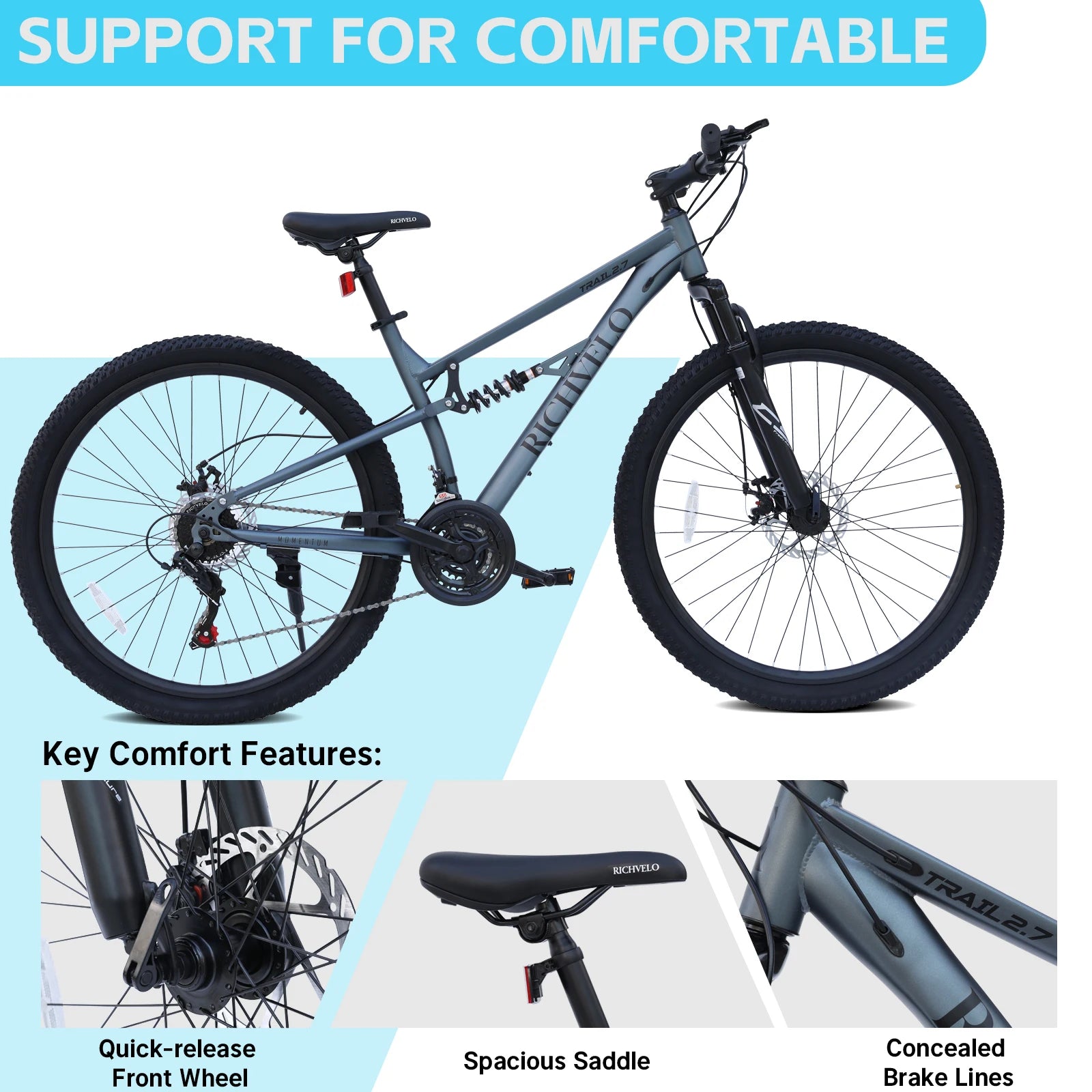 Ecarpat Mountain Bike Full Suspension Unisex 21 Speed Dual Disc Brakes by S And B Enterprise