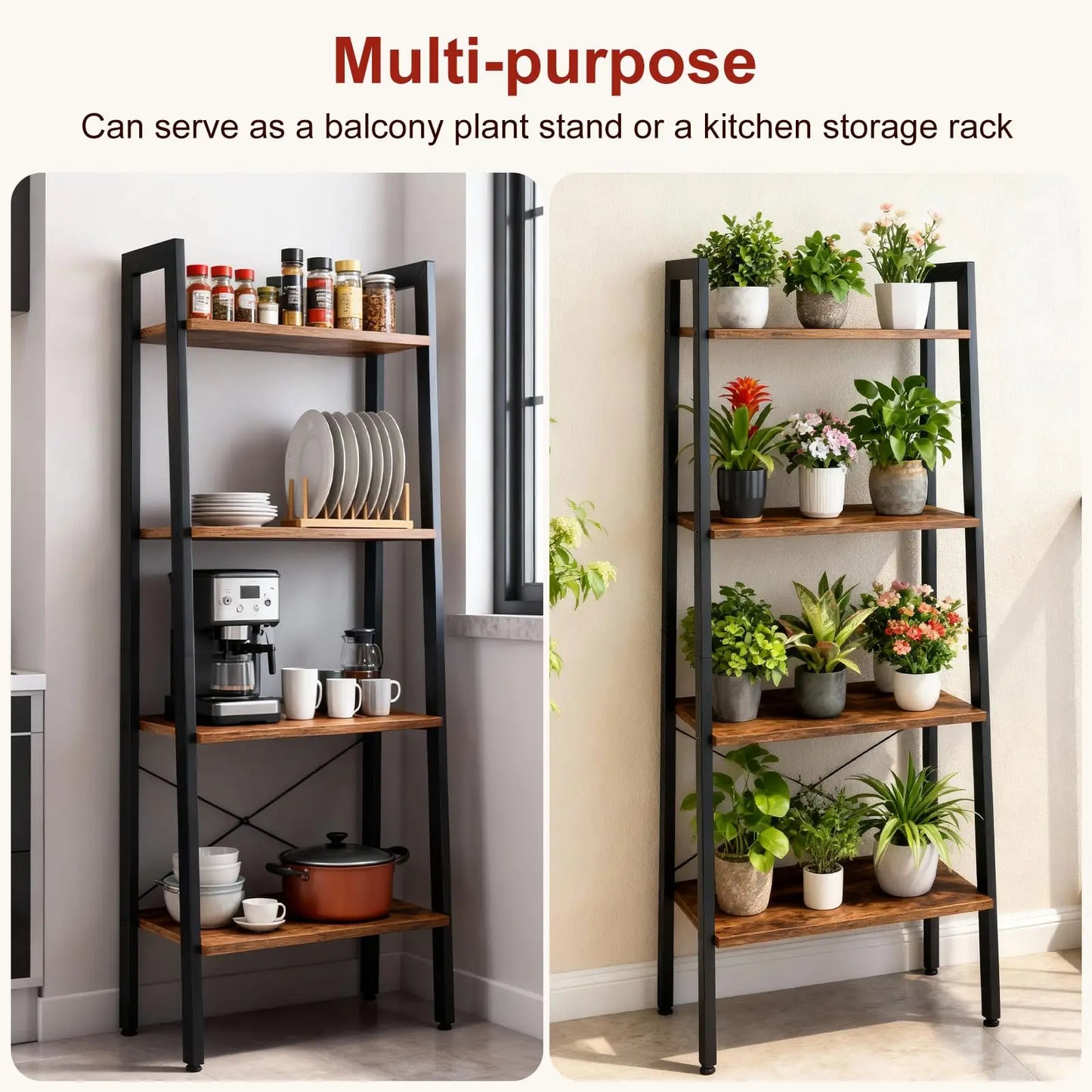 JHK 4-Tier Wooden Display Bookshelf For Living Room Organization