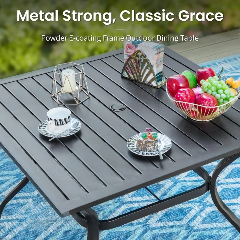 Outdoor Dining Set For Four With Wrought Iron Table