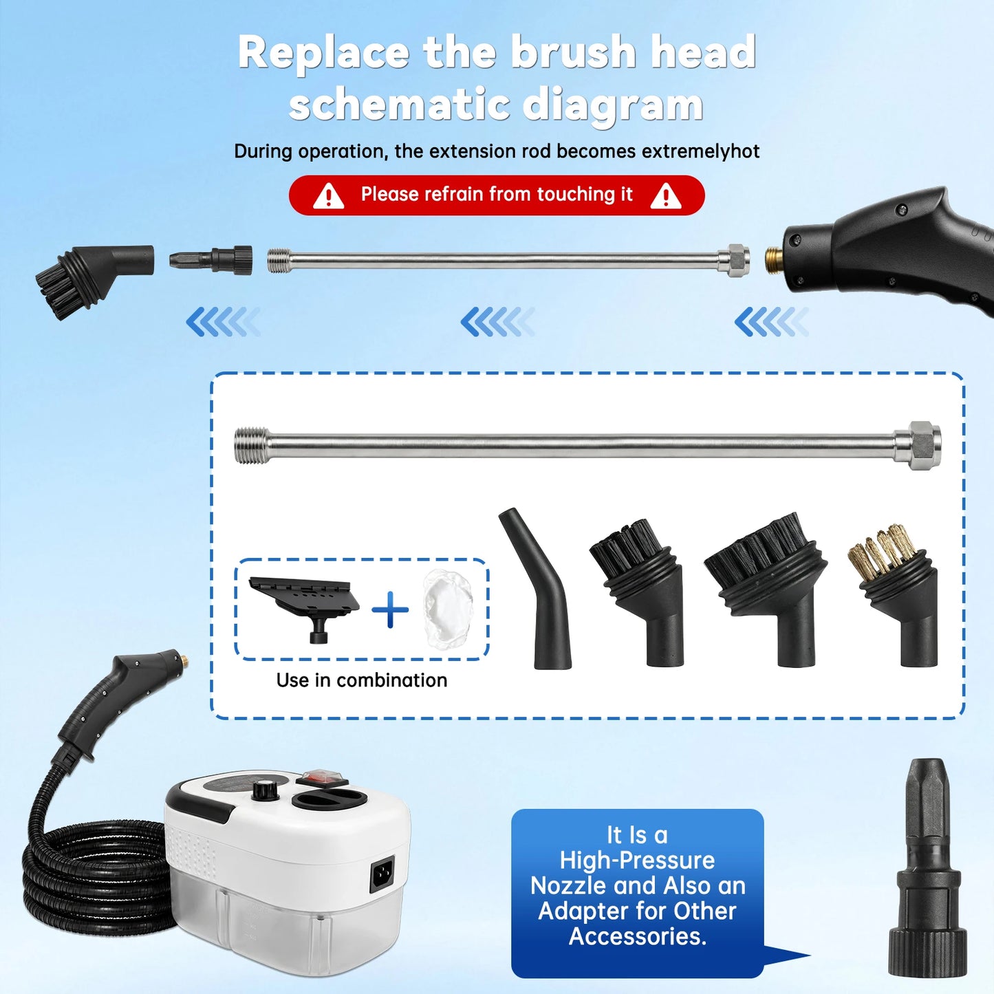 2500W Handheld Steam Cleaner With Accessories 110V US Plug by S And B Enterprise