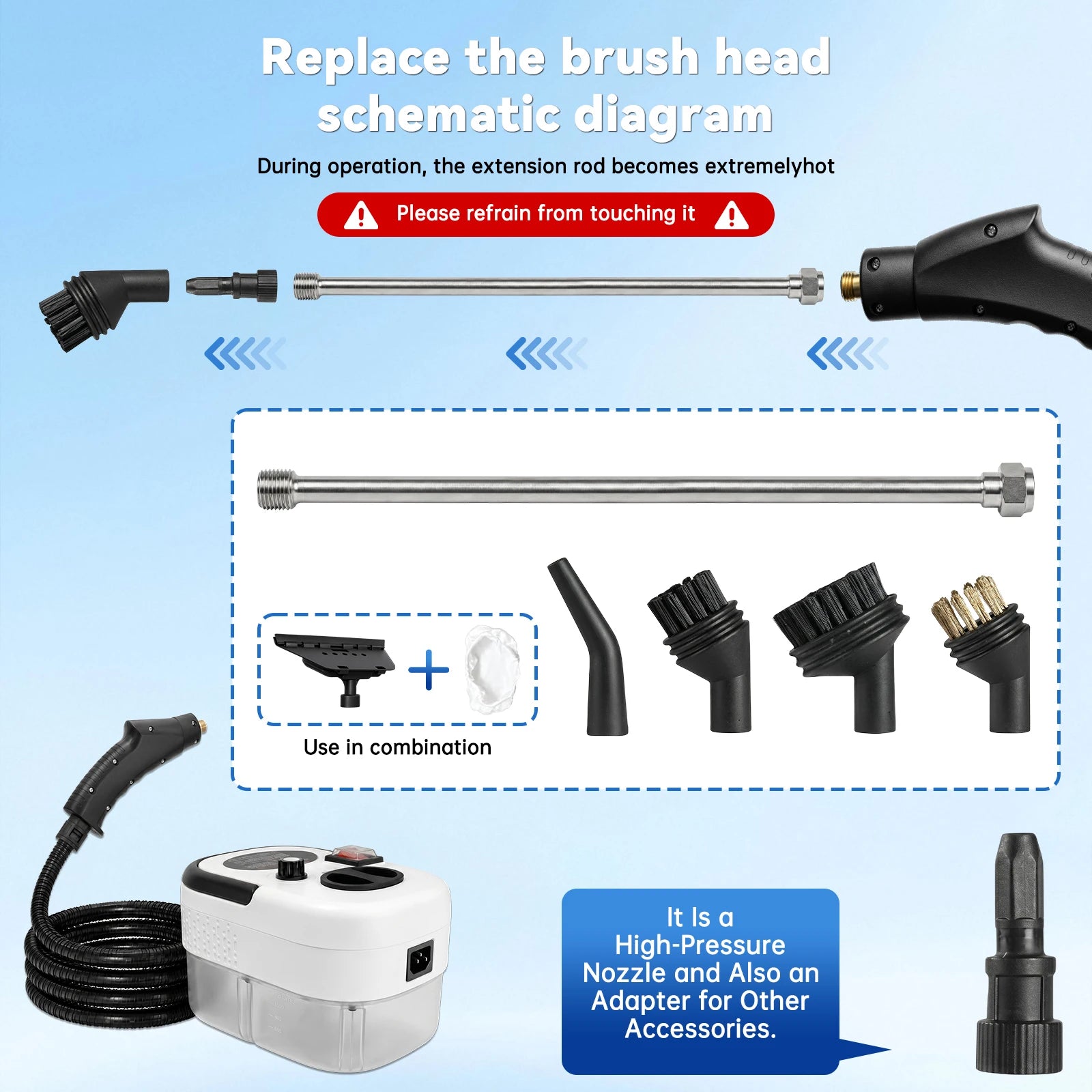 2500W Handheld Steam Cleaner With Accessories 110V US Plug by S And B Enterprise