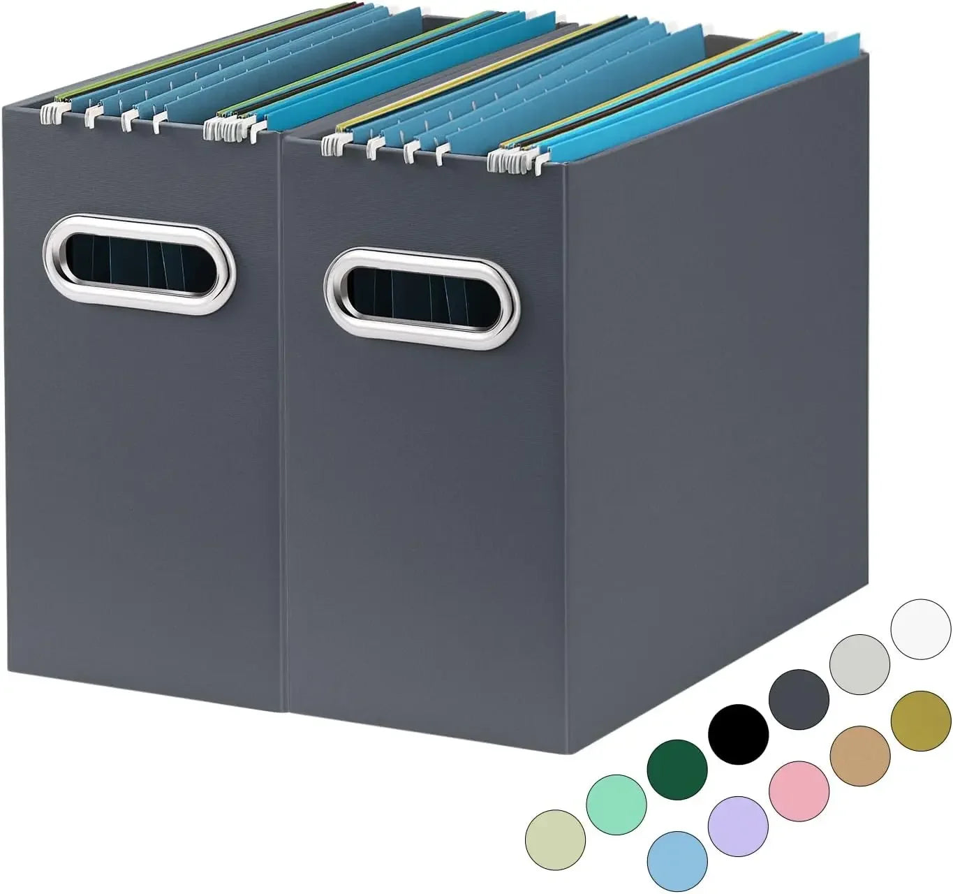 Collapsible File Organizer Box With Portable Handle For Office