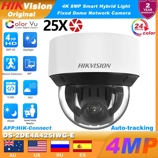 Hikvision DS-2DE4A425IWG-E 25X Zoom 4MP Auto-tracking PTZ IP Camera IR50M Face Capture Video Surveillance IP Camera DarkFighter