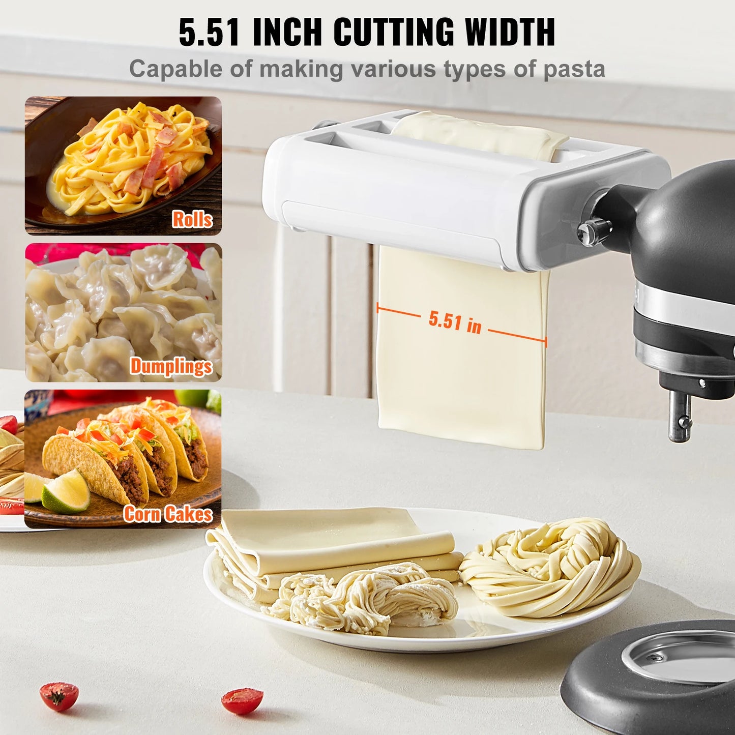 SucceBuy Three-In-One Pasta Attachment for KitchenAid Stand Mixer Stainless Steel