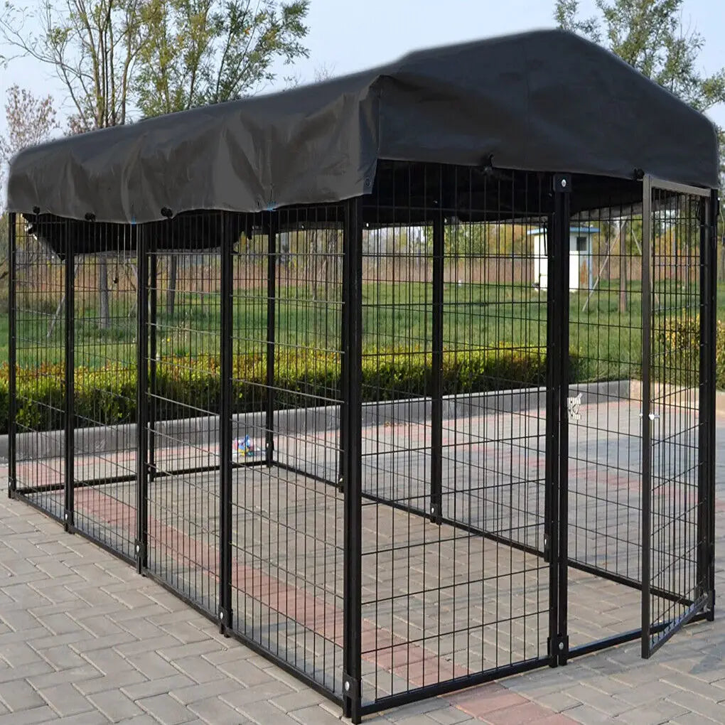 Oversized Large Dog Kennel Outdoor with Anti-UV Waterproof Cover Dog Playpen House Fence Pet Crate Metal Welded Wire by S And B Enterprise