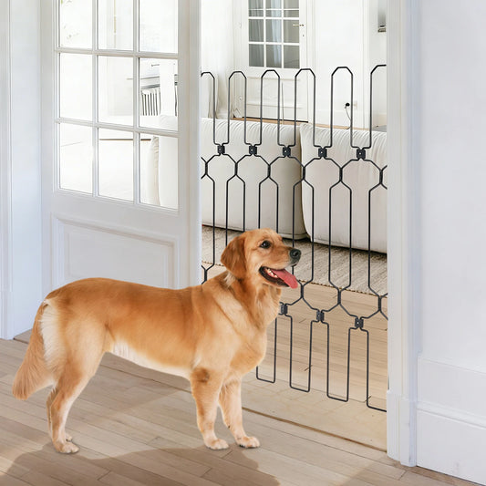 Metal Retractable Door Barrier Foldable Safety Dog Gate Chew Proof Metal Pet Gate for Front Door Doorway Indoor Home