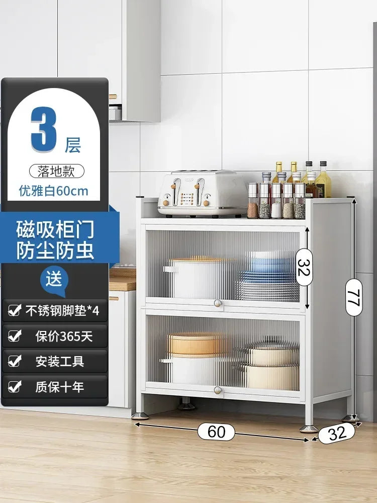 Modern Kitchen Cabinet Hutch Movable Full Door Glass Cabinet Storage Display Cupboards Multi-functional Cupboard Storage Door by S And B Enterprise