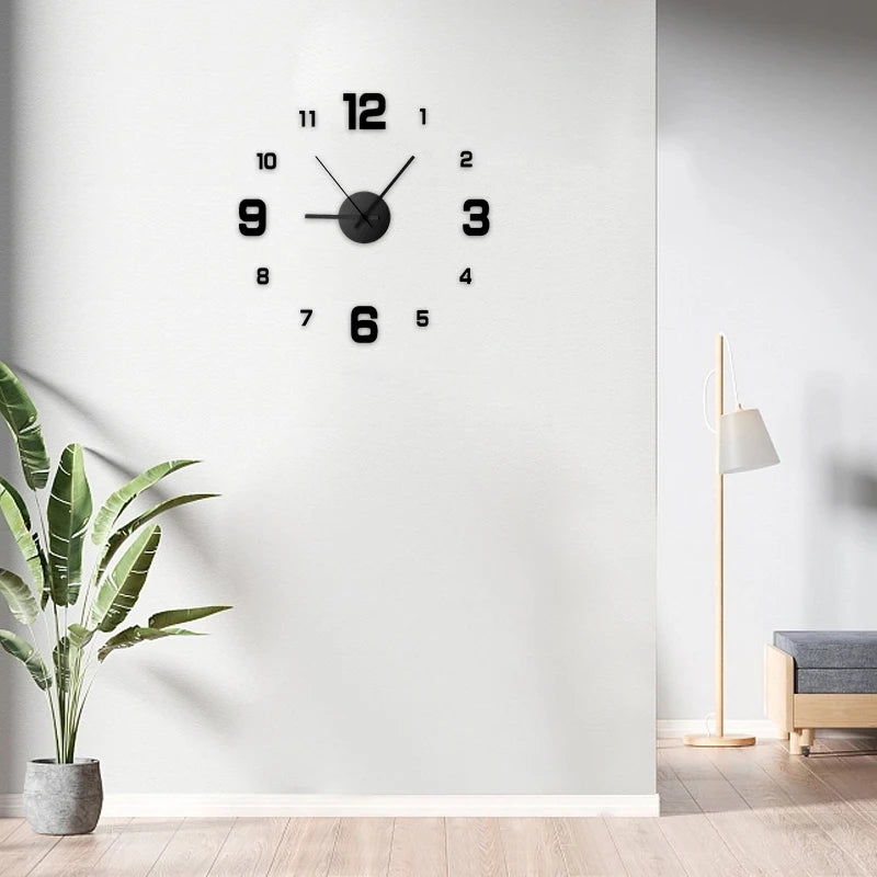 Creative Frameless DIY Wall Clock Wall Decal Home Silent Clock Living Room Office Wall Decoration by S And B Enterprise
