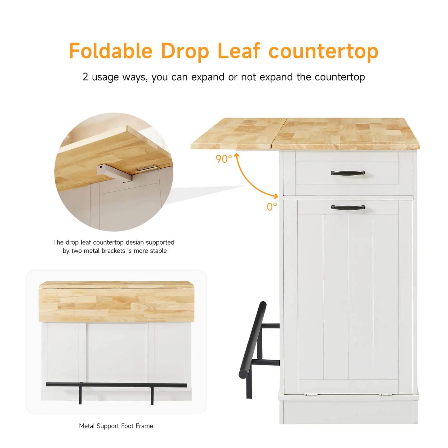 ONBRILL Stationary Kitchen Island With Storage And Two Chairs by S And B Enterprise