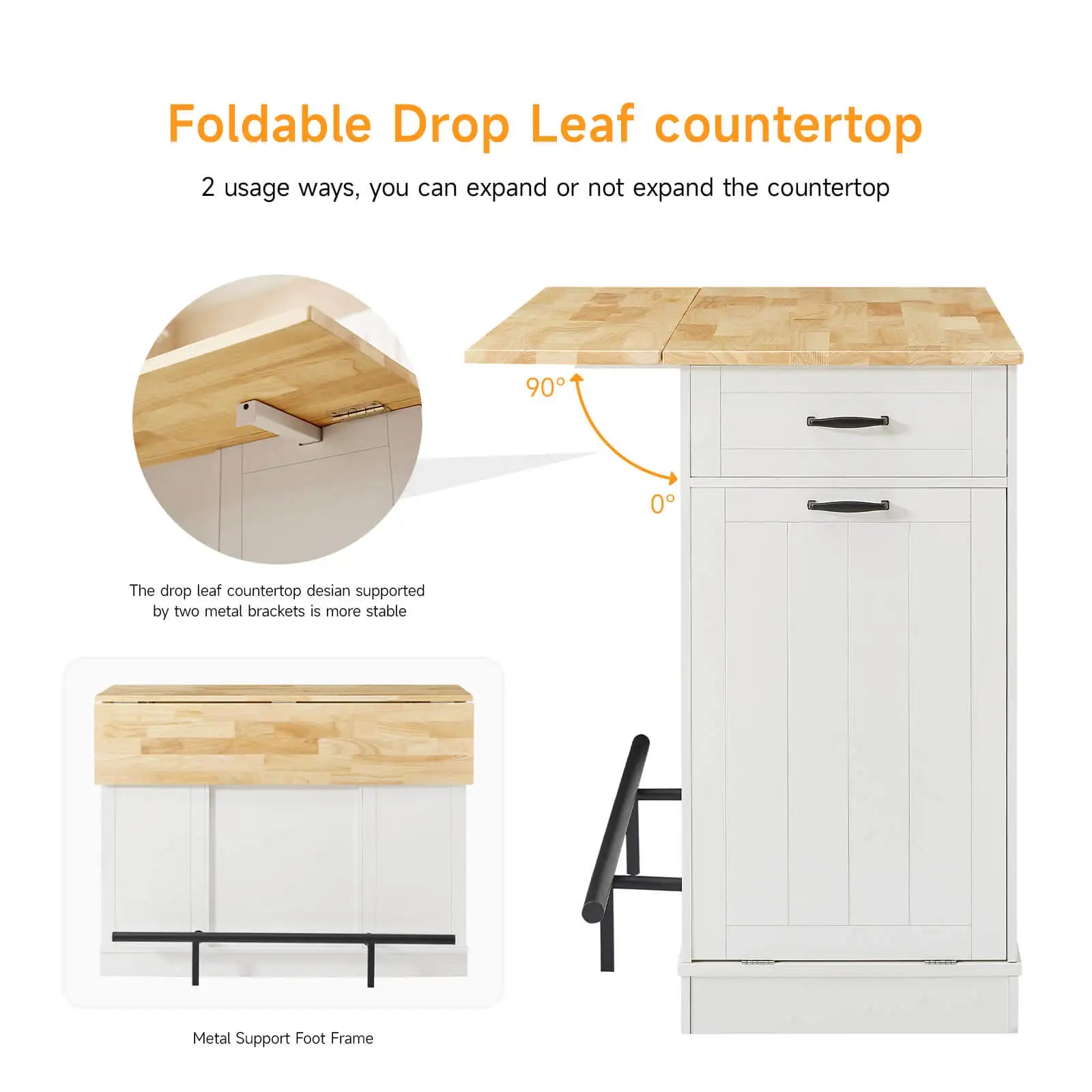 ONBRILL Stationary Kitchen Island With Storage And Two Chairs by S And B Enterprise
