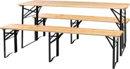 VINGLI Folding Picnic Table With Benches Weather Resistant