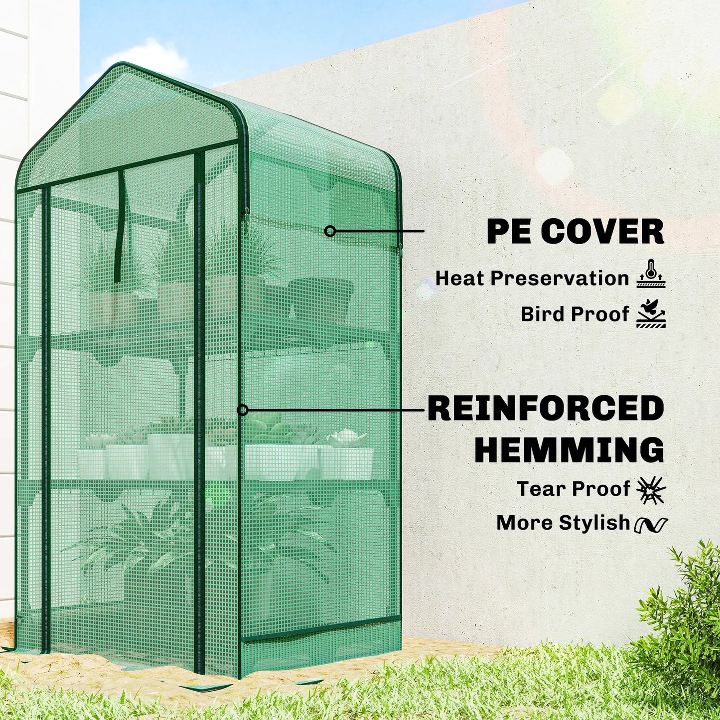 3 Tier Mini Greenhouse With Screen Roof Portable Outdoor by S And B Enterprise