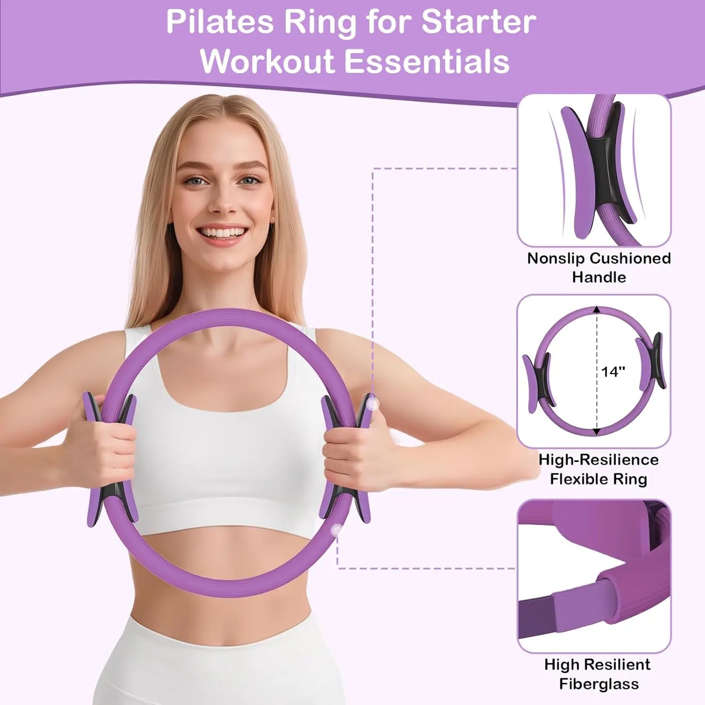 17 PCS Pilates Kit for Women with Ring, Ball, Resistance Bands, Yoga Strap, Core Sliders, Socks, Bag & Guide for Home Workout by S And B Enterprise