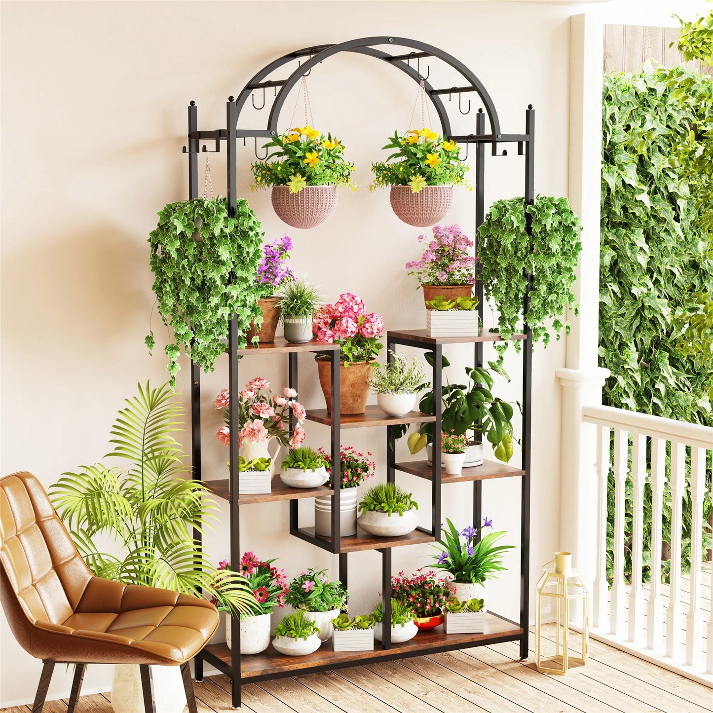 BINGOPAW 5-Tier Tall Indoor Plant Stand With Arched Metal Frame by S And B Enterprise