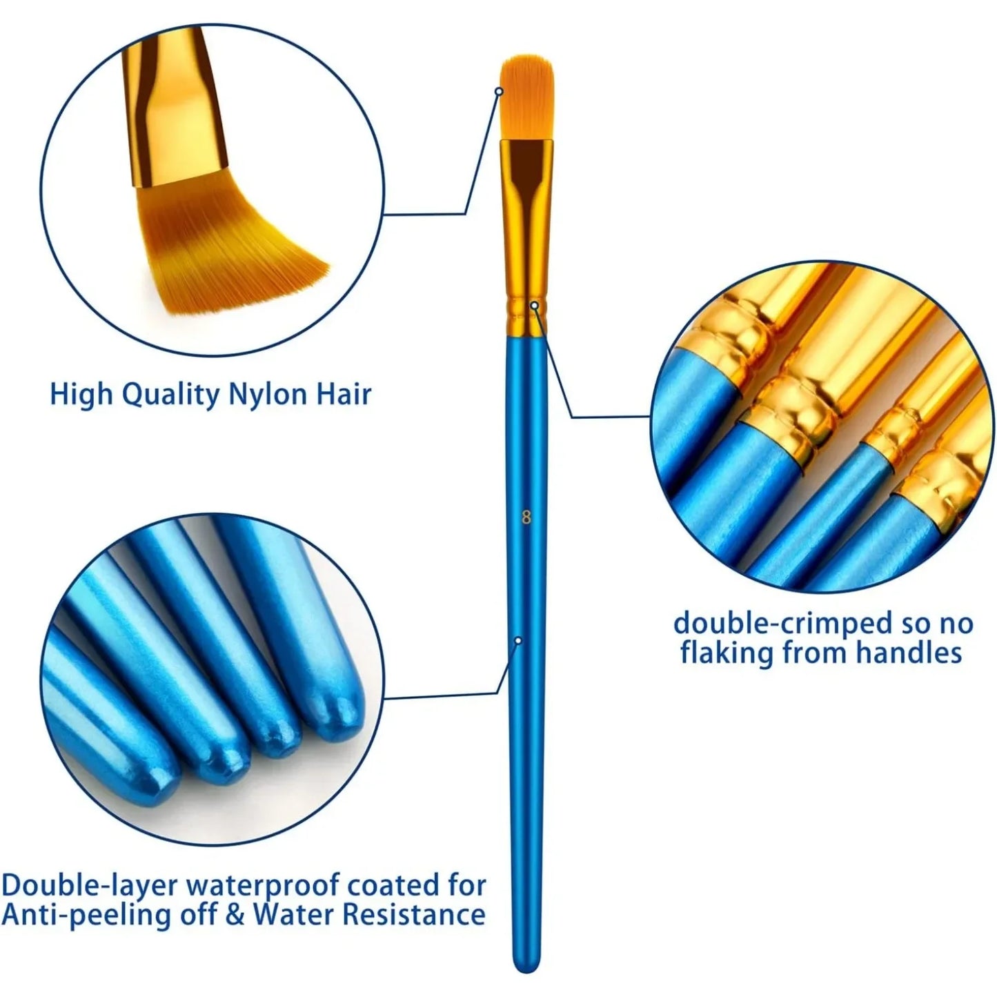 Oil Watercolor Acrylic Paint Brushes Set 2 Pack Professional Art