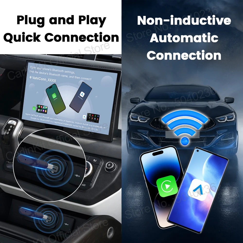 CarlinKit 5.0 Mini5 PRO Wireless Adapter Wireless CarPlay Android Auto For OEM Car Plug and Play WiFi Bluetooth Auto Connection by S And B Enterprise