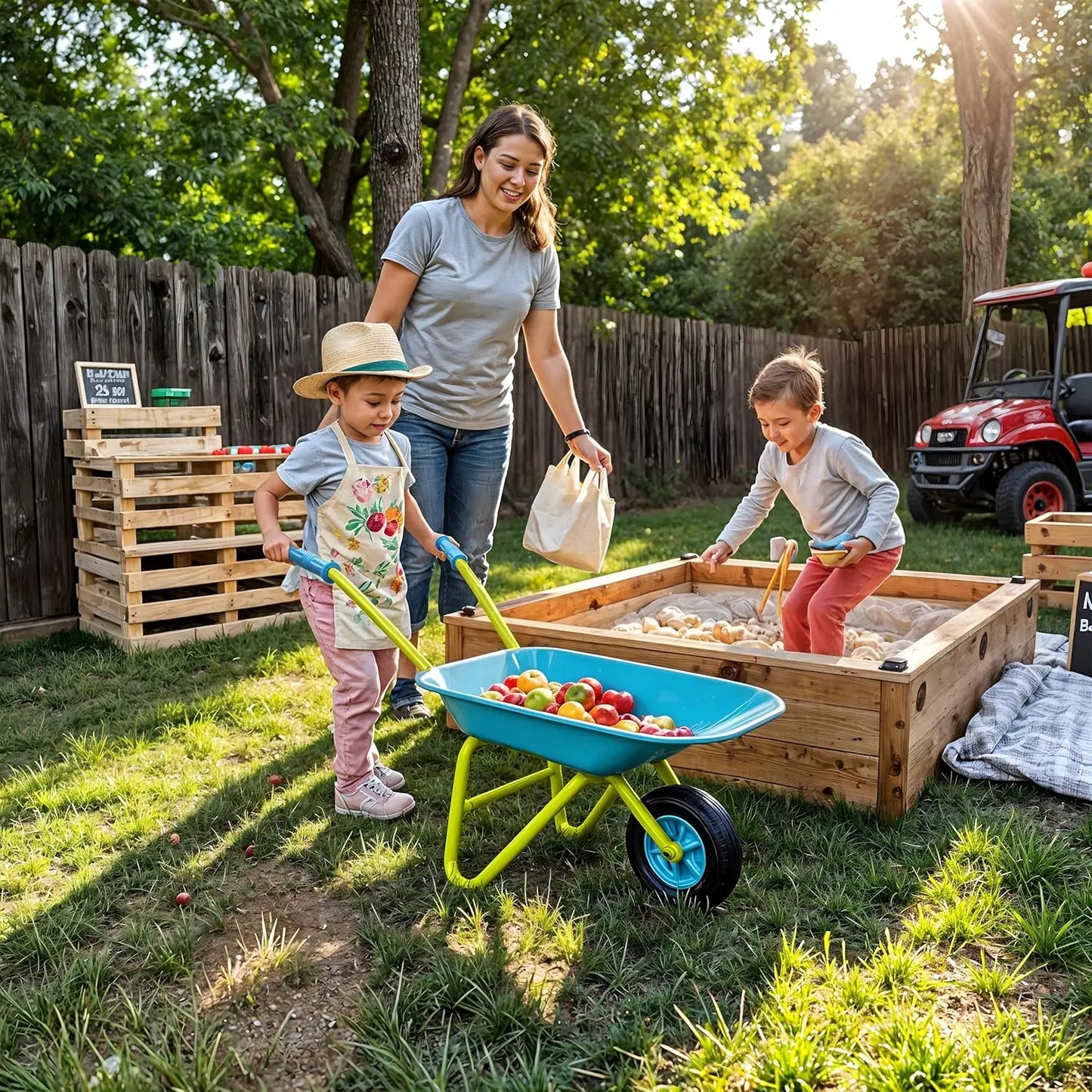 Kids Metal Wheelbarrow For Outdoor Play And Gardening