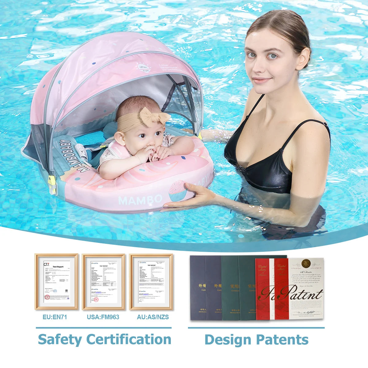 Mambobaby No-Inflation Baby Float With Safe Harness No Leaks