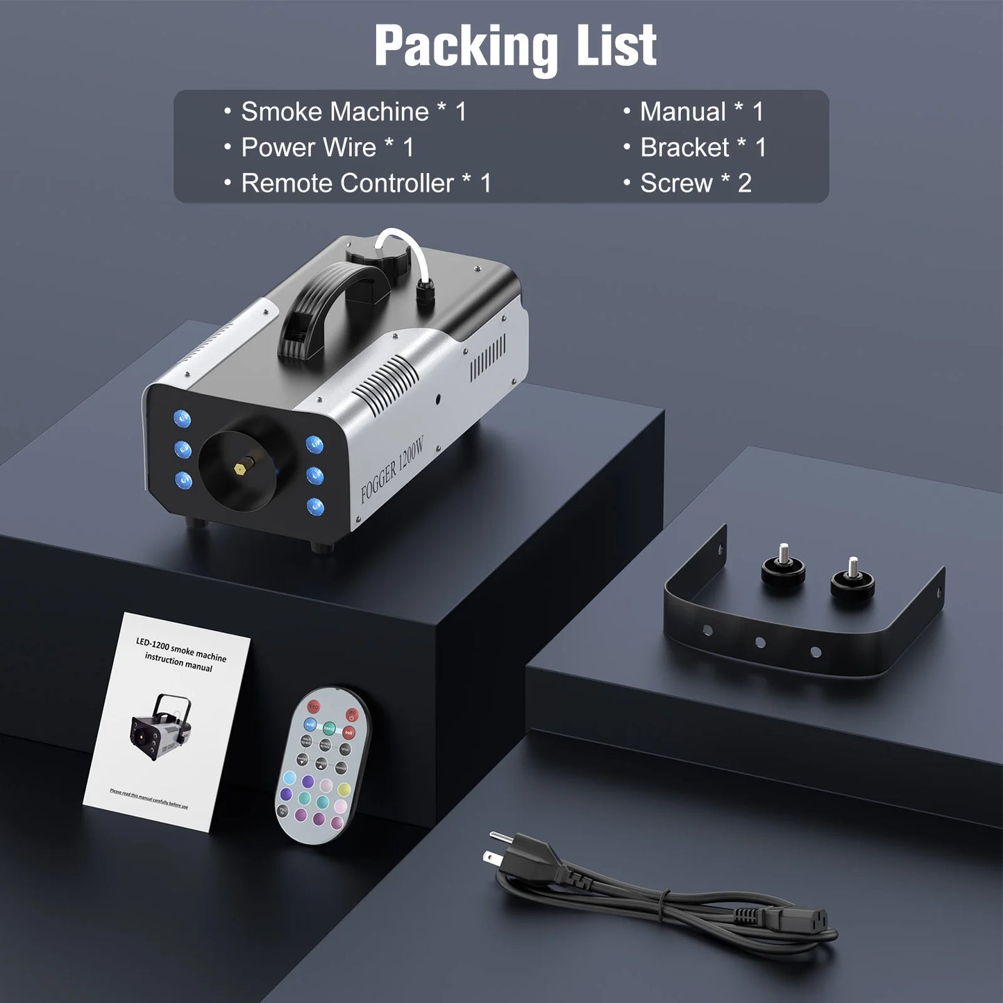 DayFlicker 1200W Fog Machine With RGB LEDs For Stage