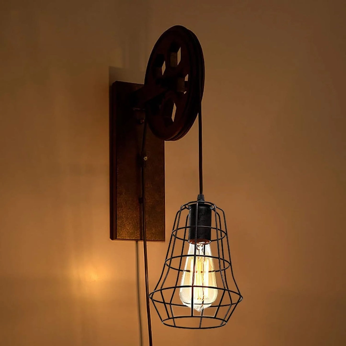 Bymaocar Industrial Wall Sconce Lights Iron Cage Lampshade