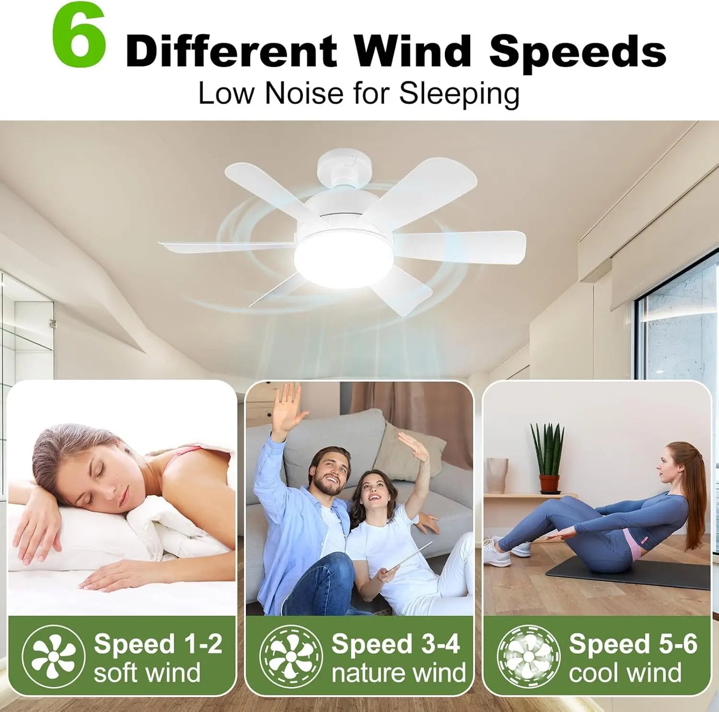 S And B Enterprise white socket LED ceiling fan with remote, E26 base, dimmable, 3-color LED