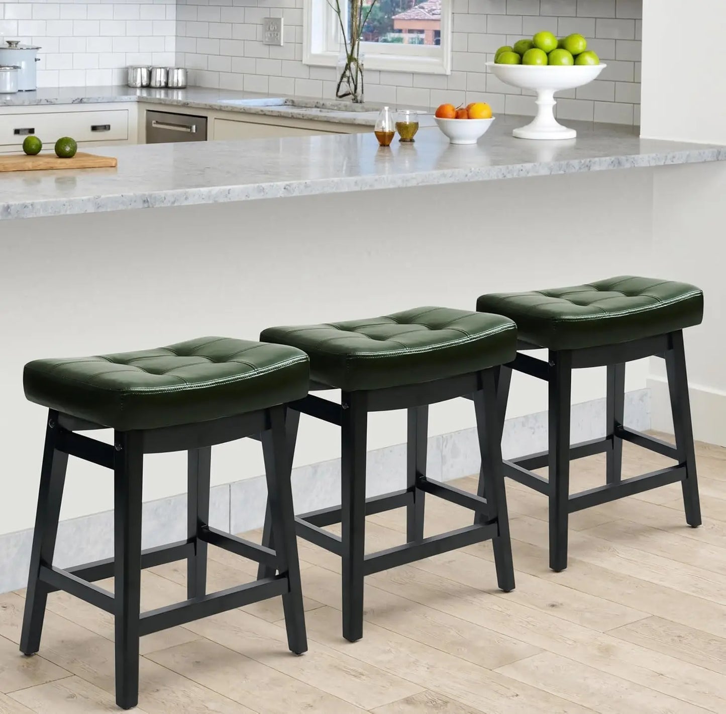 Counter Height Bar Stools Set of 3 for Kitchen Counter, Backless Farmhouse Island Short Barstools No Back with, Customized by S And B Enterprise