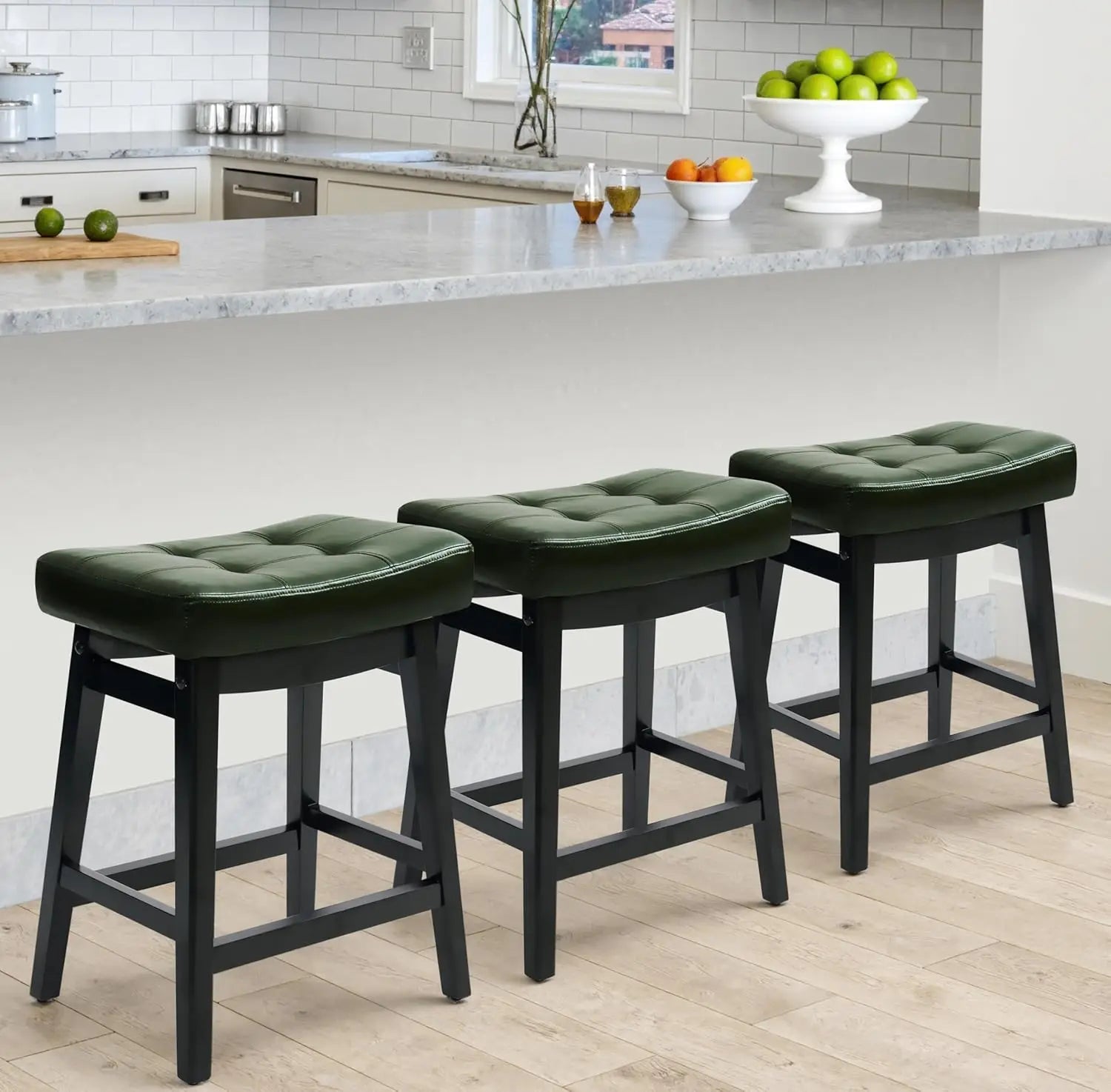 Counter Height Bar Stools Set of 3 for Kitchen Counter, Backless Farmhouse Island Short Barstools No Back with, Customized by S And B Enterprise