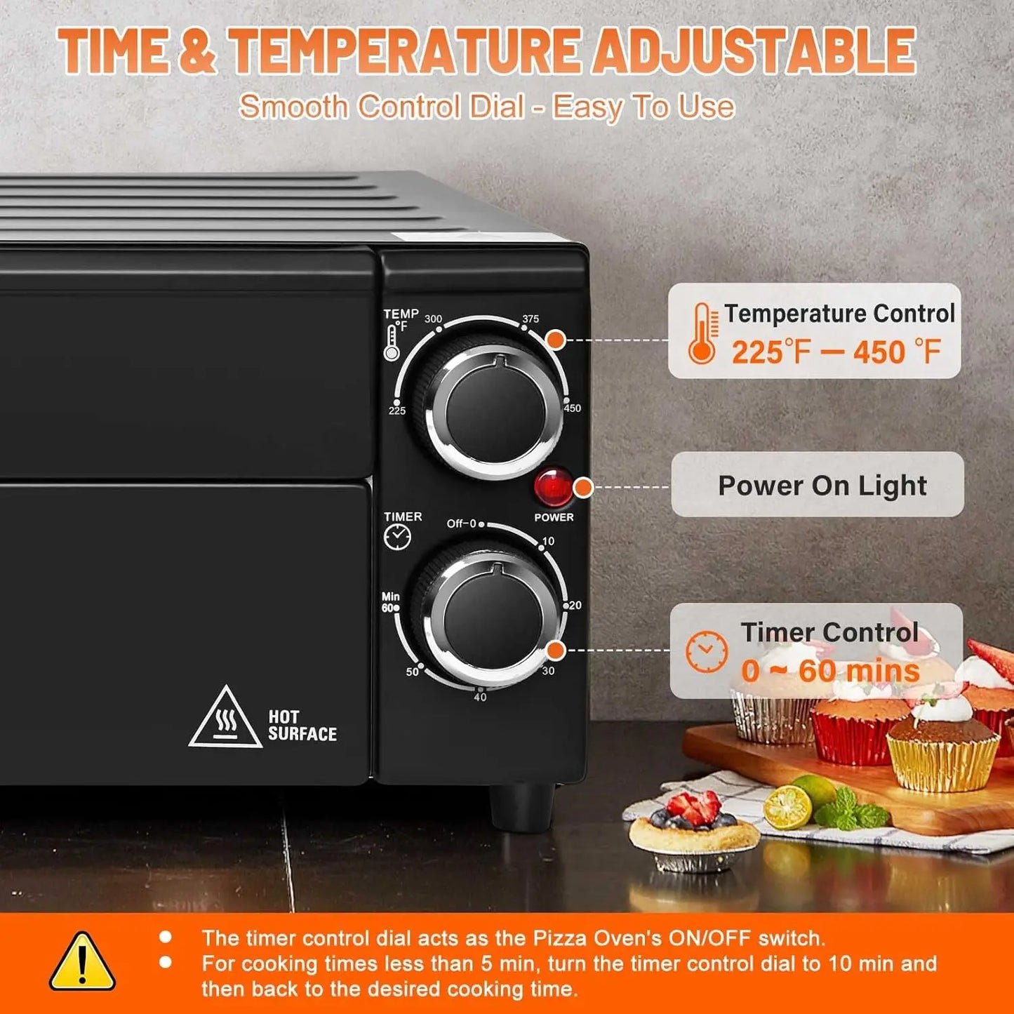 XMSJ Electric Pizza Oven 1800W Countertop With Adjustable Time Temperature by S And B Enterprise