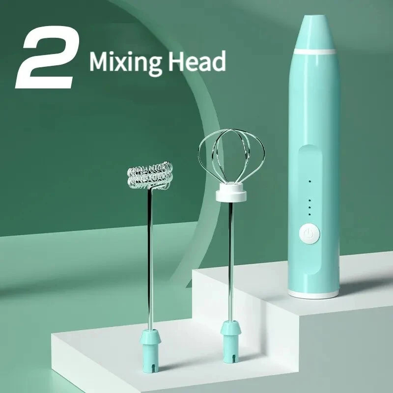Electric Milk Frother Handheld USB Rechargeable Coffee Blender Mixer