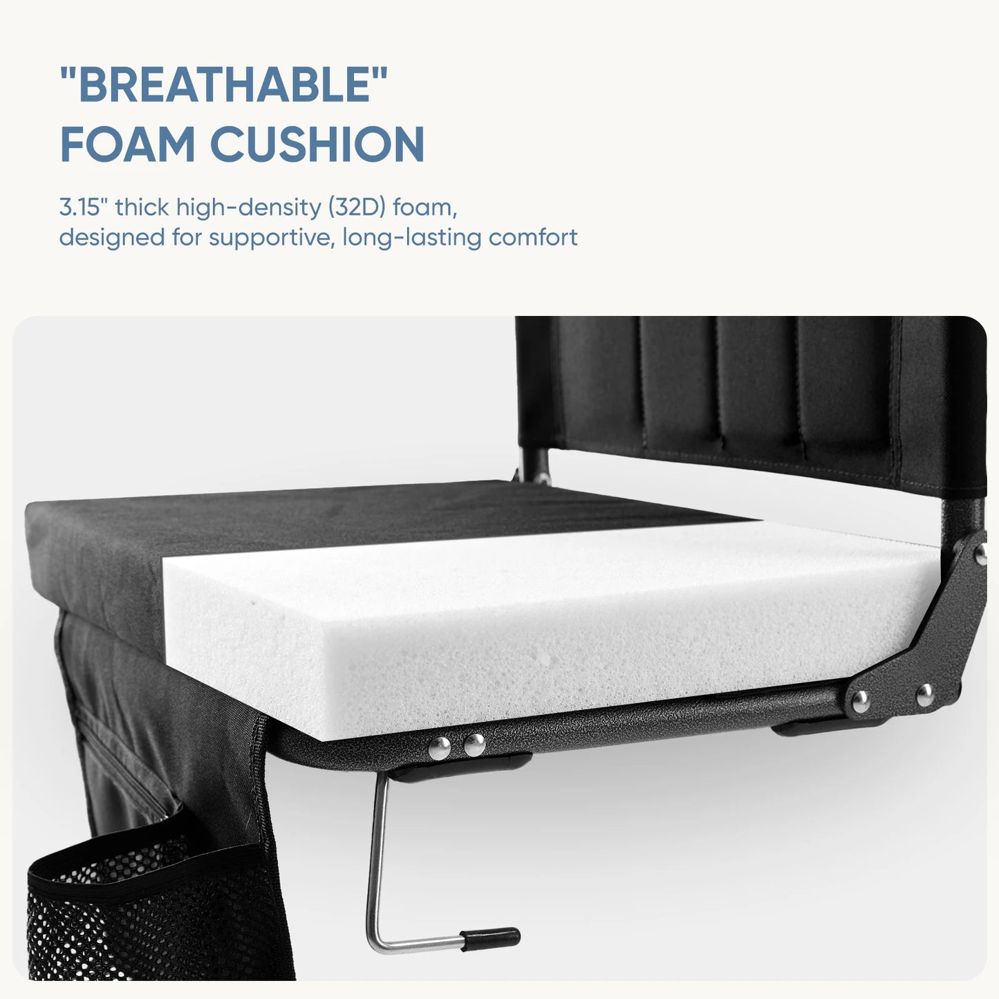 JHK Outdoor Foldable Seat With Back Support Portable Padded Comfort by S And B Enterprise
