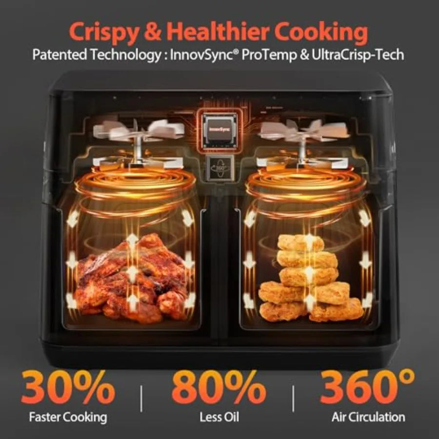 Dual Zone Kitchen Air Fryer 12QT 10-In-1 Functions Touchscreen by S And B Enterprise