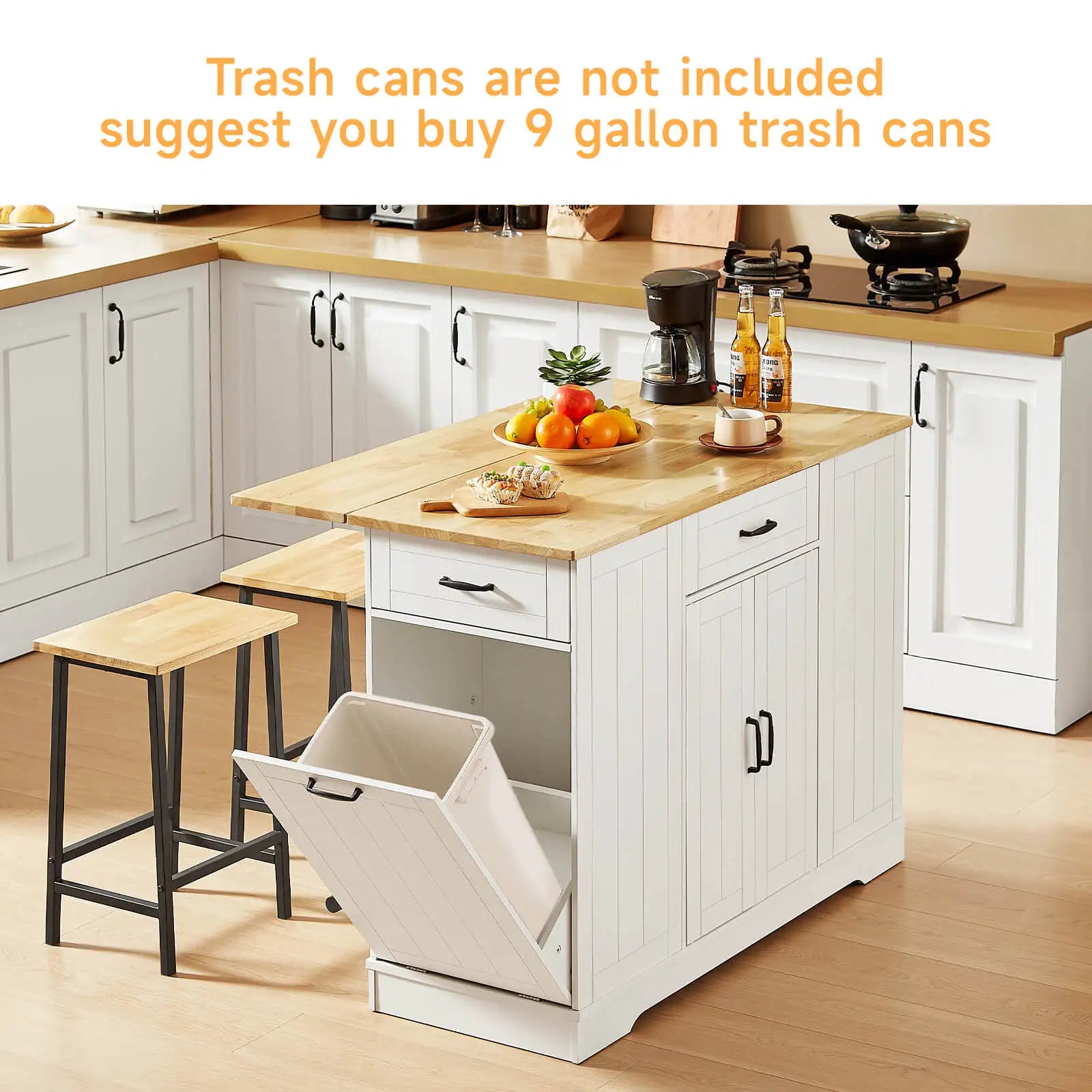 ONBRILL Stationary Kitchen Island With Storage And Two Chairs by S And B Enterprise