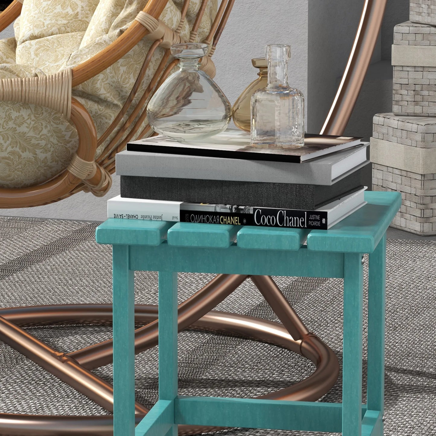 Patio Side Table, Outdoor Plastic End Table for Backyard Deck Lawn, Green by S And B Enterprise