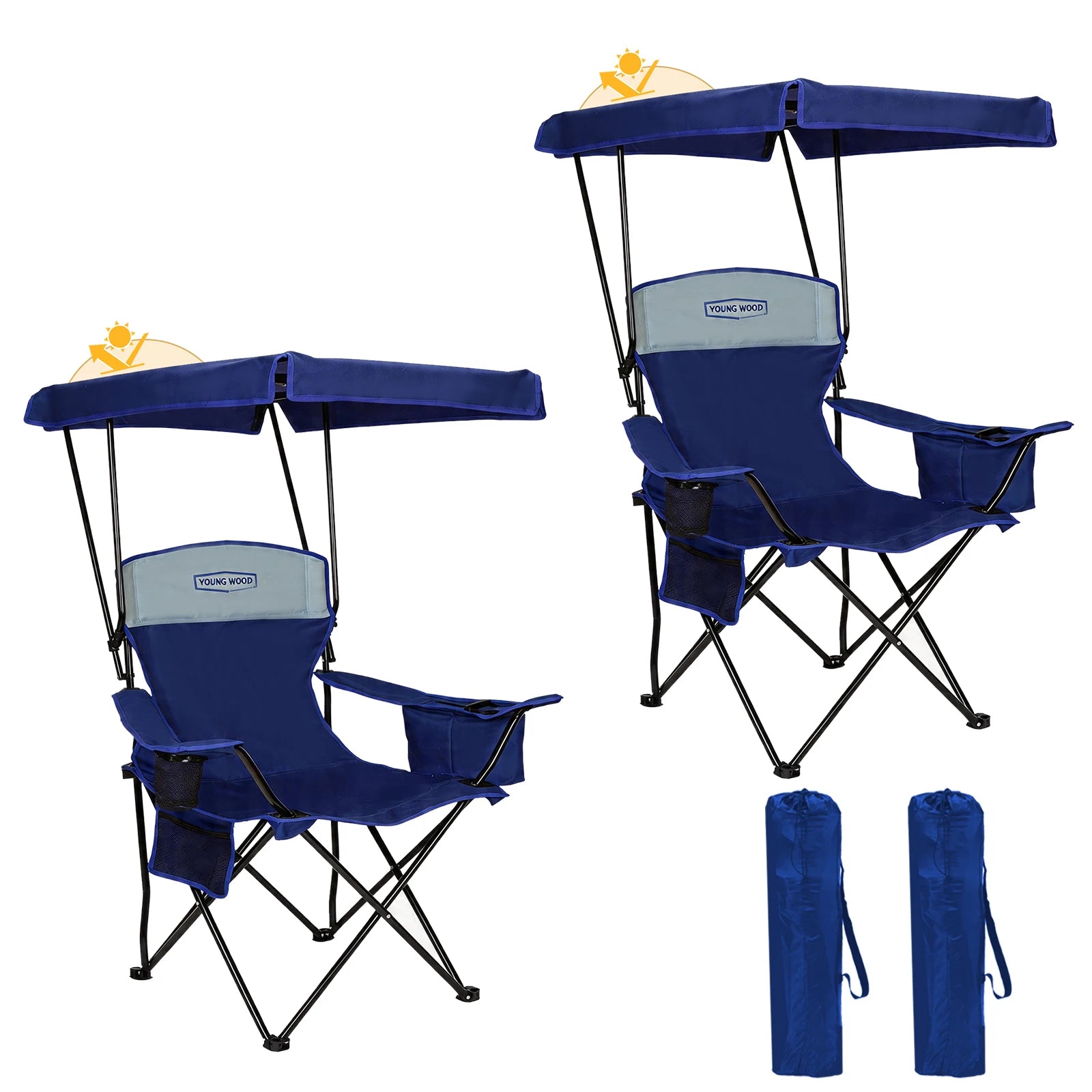 GERC Foldable Camping Chair With Sun Shade, Cooler Bag And Cup Holder Pocket by S And B Enterprise