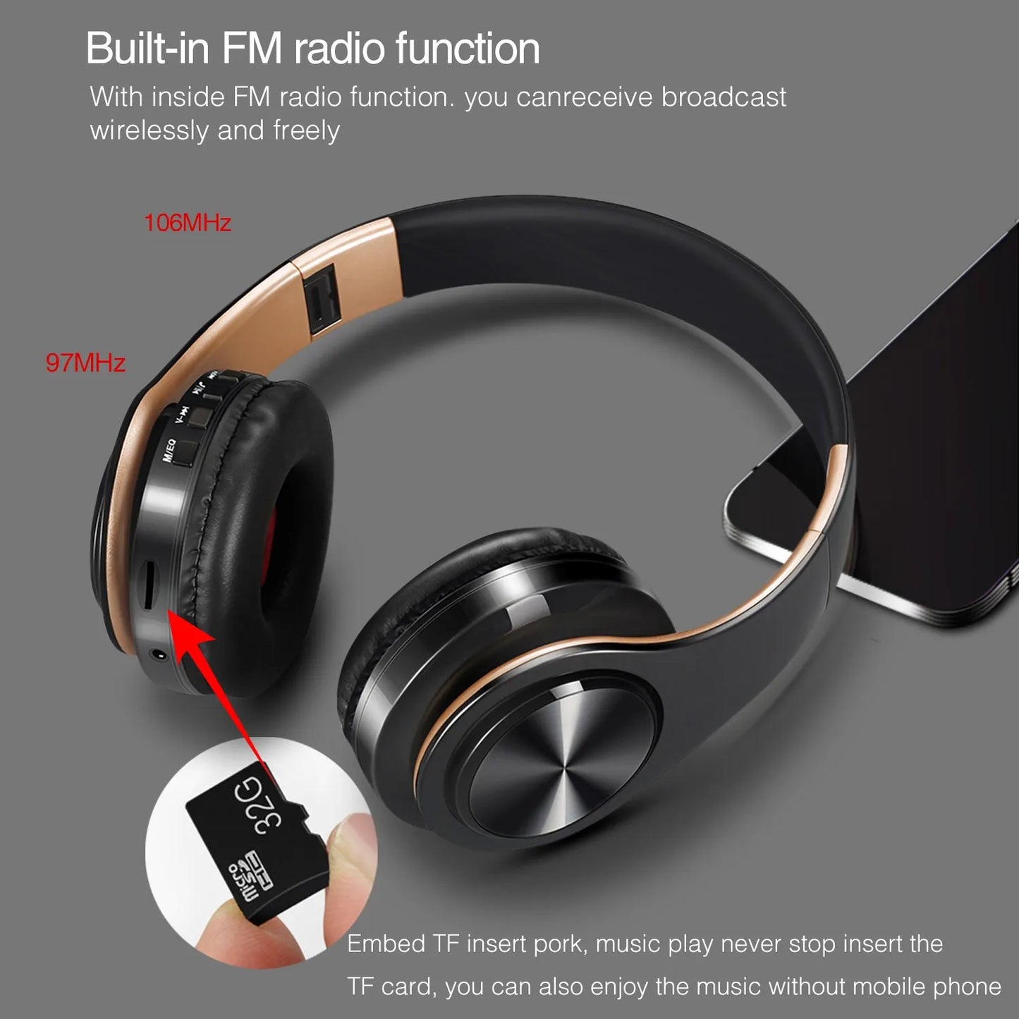 CATASSU Hifi Bluetooth Earphones With Mic And SD Card
