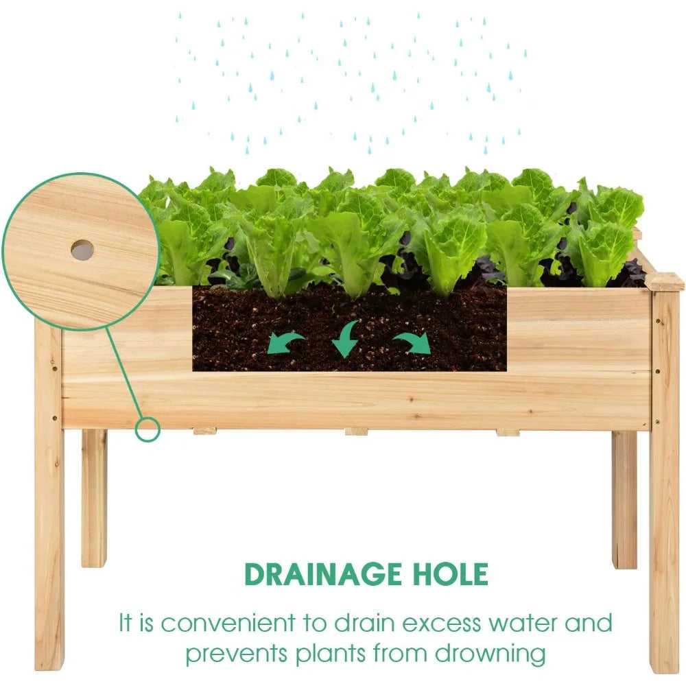 Raised Garden Bed With Greenhouse Cover Wood Planter Box Outdoor