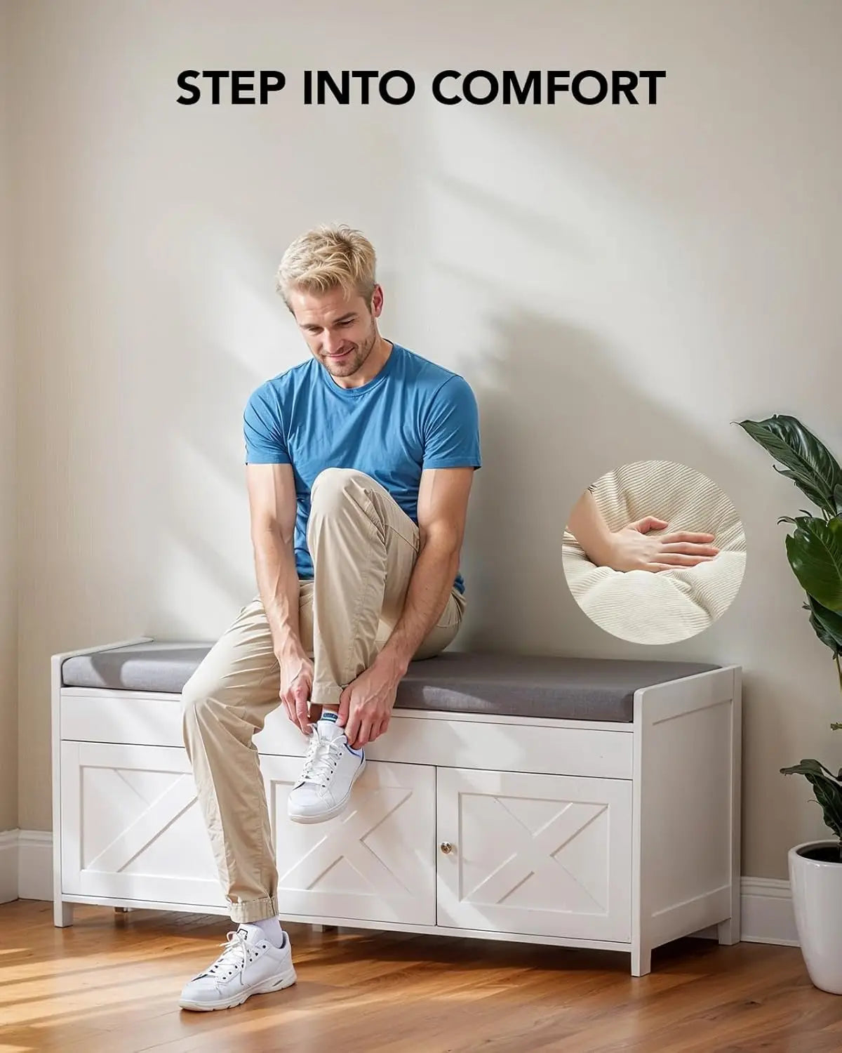 Shoe Storage Bench With Cushioned Seat And Lift Top by S And B Enterprise