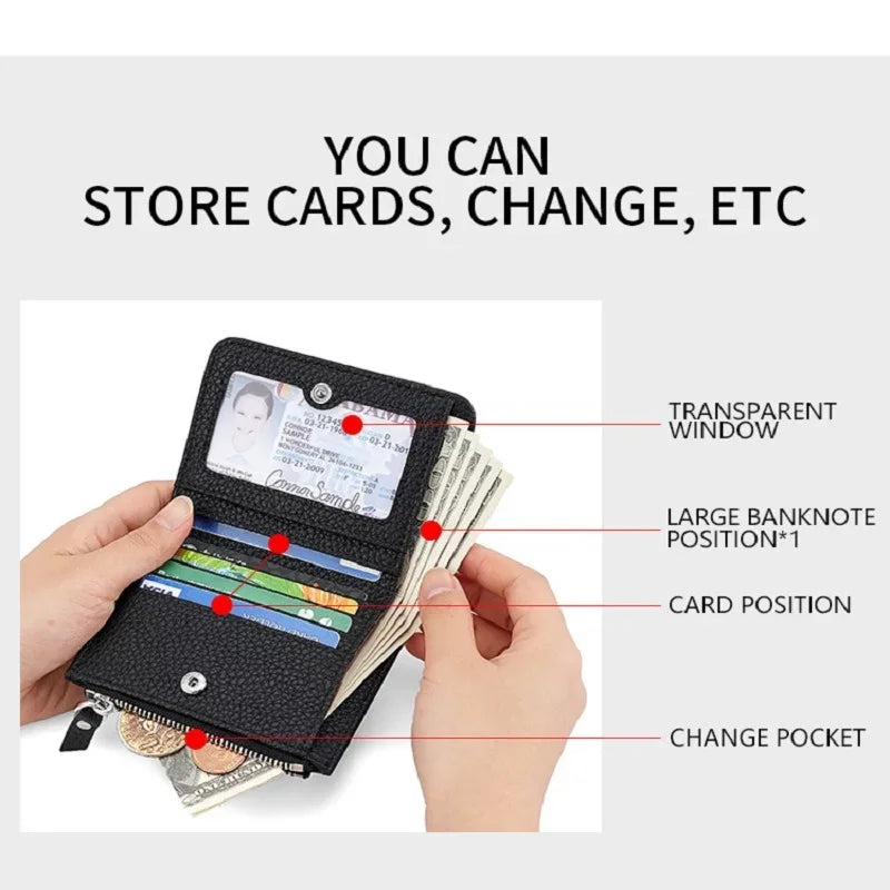 Genuine Leather RFID Wallet for Women With Zipper Coin Pocket
