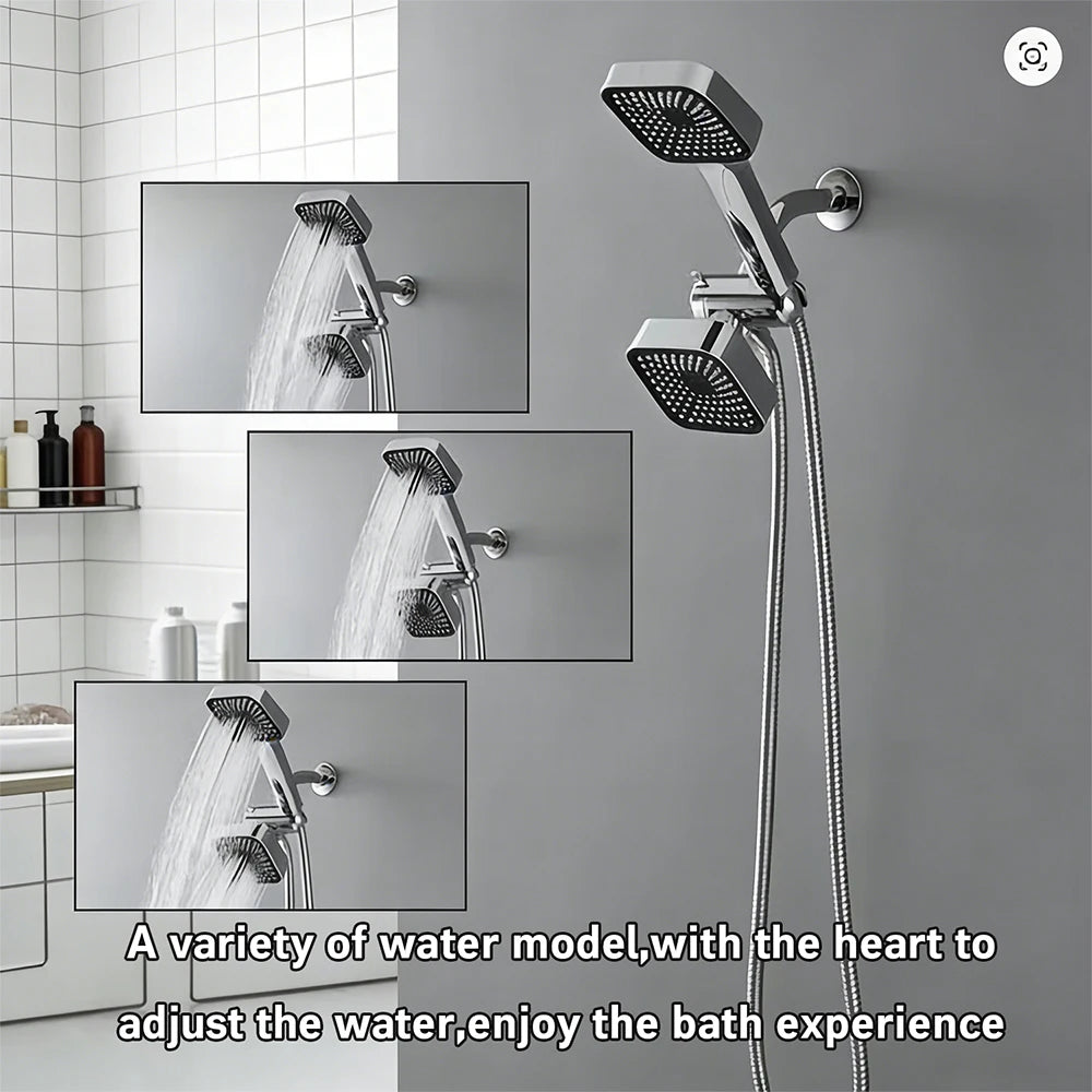 Shower set by S And B Enterprise: two square ABS wall-mount rain showers with handheld hose, three-way distributor.